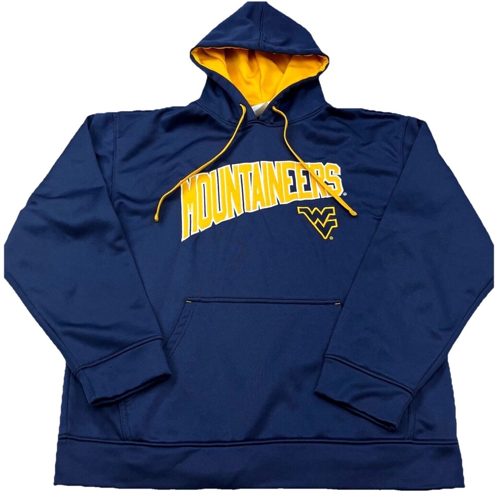 West Virginia Mountaineers Hoodie Men Large Performance Sweatshirt Sweater WVU q